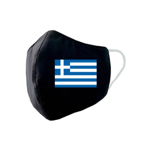 Greece Flag Face Mask - Navy Blue