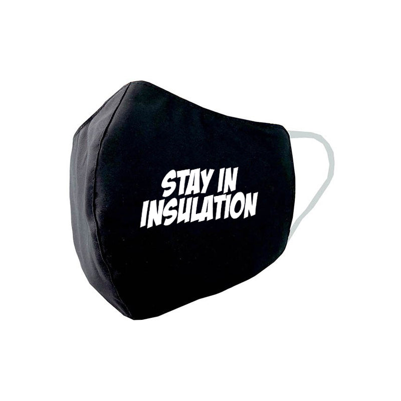 Stay in insulation text Face Mask - Navy Blue